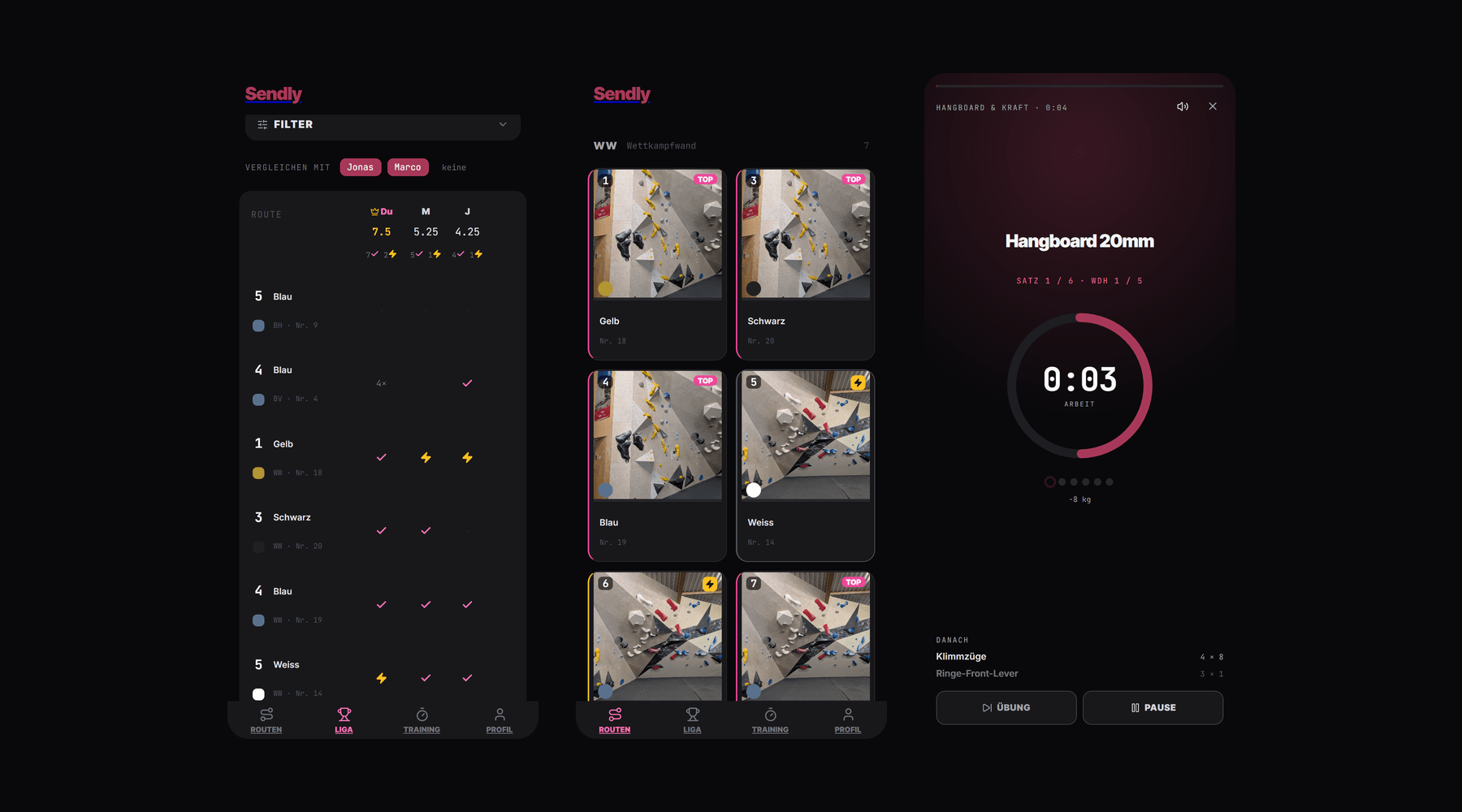 Sendly (Arbeitstitel) — eine App fürs Bouldern, weil die Excel-Tabelle nicht mehr reichte